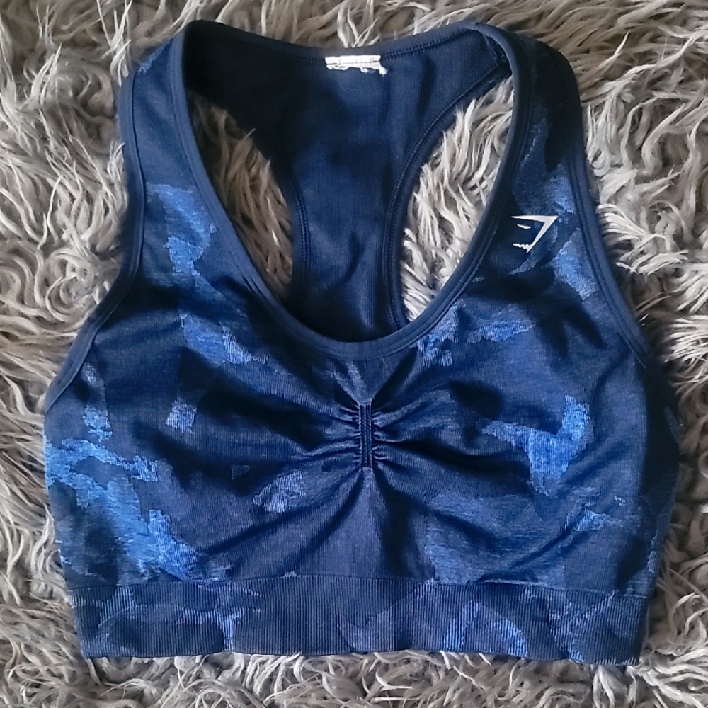 🦈 GYMSHARK  Blue Camo Sports Bra